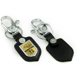 Shiny Metal - Black Leather Key Chain