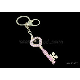 Diamond Studded Keychain - Key design Pink color