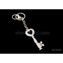 Diamond Studded Key Chain - Key Design Silver Color