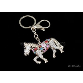 Diamond Studded Key Chain - Horse Design - Pink Color
