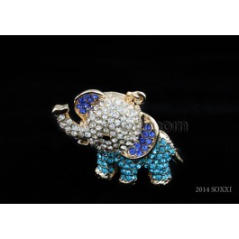 Diamond Studded Key Chain - Elephant Design - Blue Color