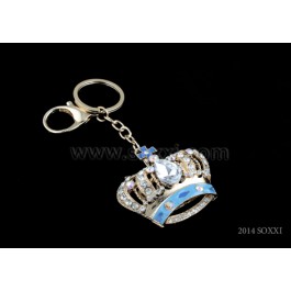 Diamond Studded Key Chain - Crown Design - Blue Color