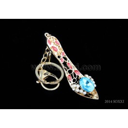 Diamond Studded Key Chain - High Heels Design - Blue Color