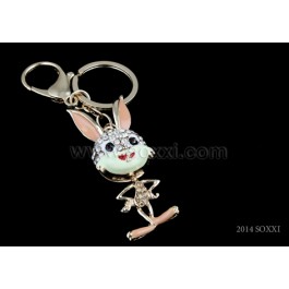 Diamond Studded Key Chain - Rabbit Design - Brown Color