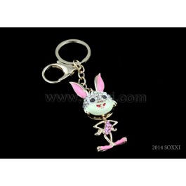 Diamond Studded Key Chain - Rabbit Design - Pink Color