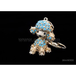 Diamond Studded Key Chain - Dog Design - Blue Color