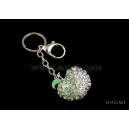 Diamond Studded Key Chain - Apple Design - Green Color