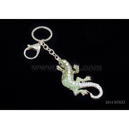 Diamond Studded Key Chain - Lizard Design - Green Color