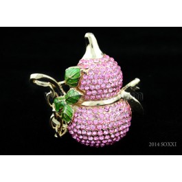 Diamond Studded Key Chain - Gourd Design - Pink Color