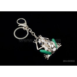 Diamond Studded Key Chain - Frog Design - Green Color