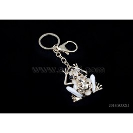 Diamond Studded Key Chain - Frog Design - White Color