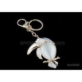Diamond Studded Key Chain - Toucan Design - Black Color