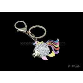Diamond Studded Key Chain - Gold Fish Design