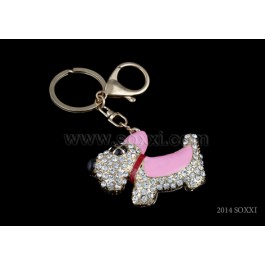 Diamond Studded Key Chain - Party Hat Dog Design