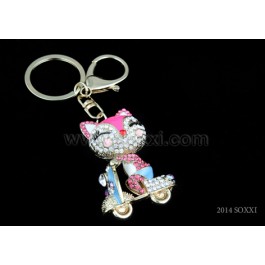 Diamond Studded Key Chain - Cat Design