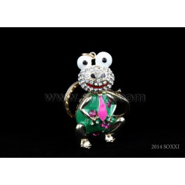 Diamond Studded Key Chain - Frog Design - Green Color