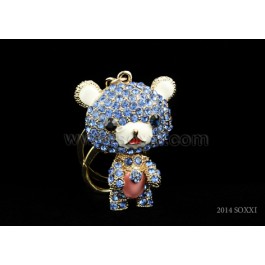 Diamond Studded Key Chain - Teddy Bear Design - Blue Color