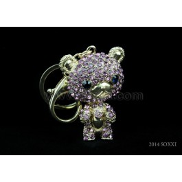 Diamond Studded Key Chain - Teddy Bear Design - Pink Color