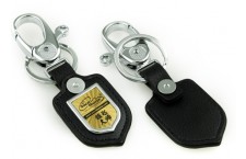 Shiny Metal - Black Leather Key Chain