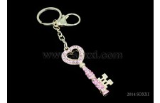 Diamond Studded Keychain - Key design Pink color