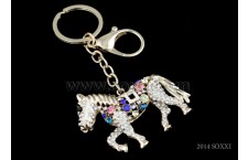 Diamond Studded Key Chain - Horse Design - Blue Color
