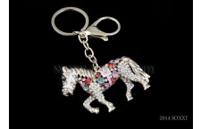 Diamond Studded Key Chain - Horse Design - Pink Color