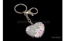 Diamond Studded Keychain - Heart Design - pink color