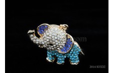 Diamond Studded Key Chain - Elephant Design - Blue Color