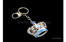 Diamond Studded Key Chain - Crown Design - Blue Color