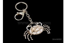 Diamond Studded Key Chain - Crab Design - White Color