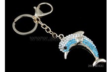 Diamond Studded Key Chain - Dolphin Design - Blue Color
