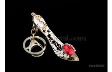 Diamond Studded Key Chain - High Heels Design- Red Color