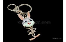 Diamond Studded Key Chain - Rabbit Design - Brown Color