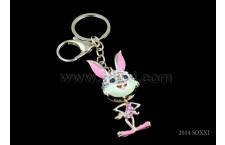 Diamond Studded Key Chain - Rabbit Design - Pink Color