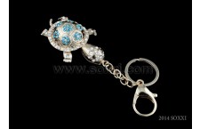 Diamond Studded Key Chain - Turtle Design - Blue Color