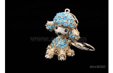 Diamond Studded Key Chain - Dog Design - Blue Color