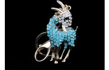 Diamond Studded Key Chain - Goat Design - Blue Color