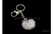 Diamond Studded Key Chain - Apple Design - Pink Color