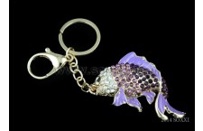 Diamond Studded Key Chain - Fish Design - Purple Color