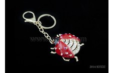Diamond Studded Key Chain - Lady Bug Deisgn - Red Color