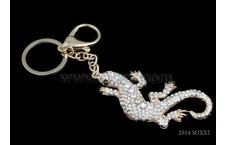 Diamond Studded Key Chain - Lizard Design - Silver Color