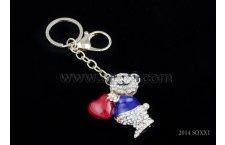 Diamond Studded Key Chain - Teddy Bear Design - Blue Color