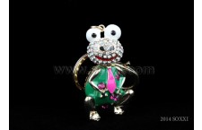 Diamond Studded Key Chain - Frog Design - Green Color
