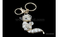 Diamond Studded Key Chain - Fox Design - White Color