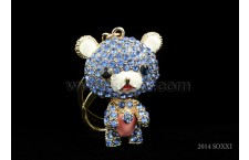 Diamond Studded Key Chain - Teddy Bear Design - Blue Color