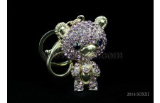 Diamond Studded Key Chain - Teddy Bear Design - Pink Color