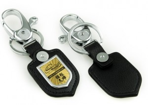 Shiny Metal - Black Leather Key Chain