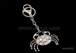 Diamond Studded Key Chain - Crab Design - Pink color
