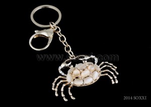 Diamond Studded Key Chain - Crab Design - White Color