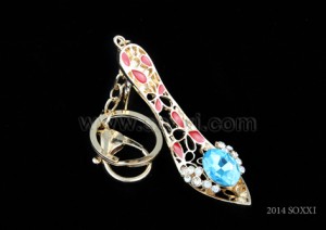 Diamond Studded Key Chain - High Heels Design - Blue Color